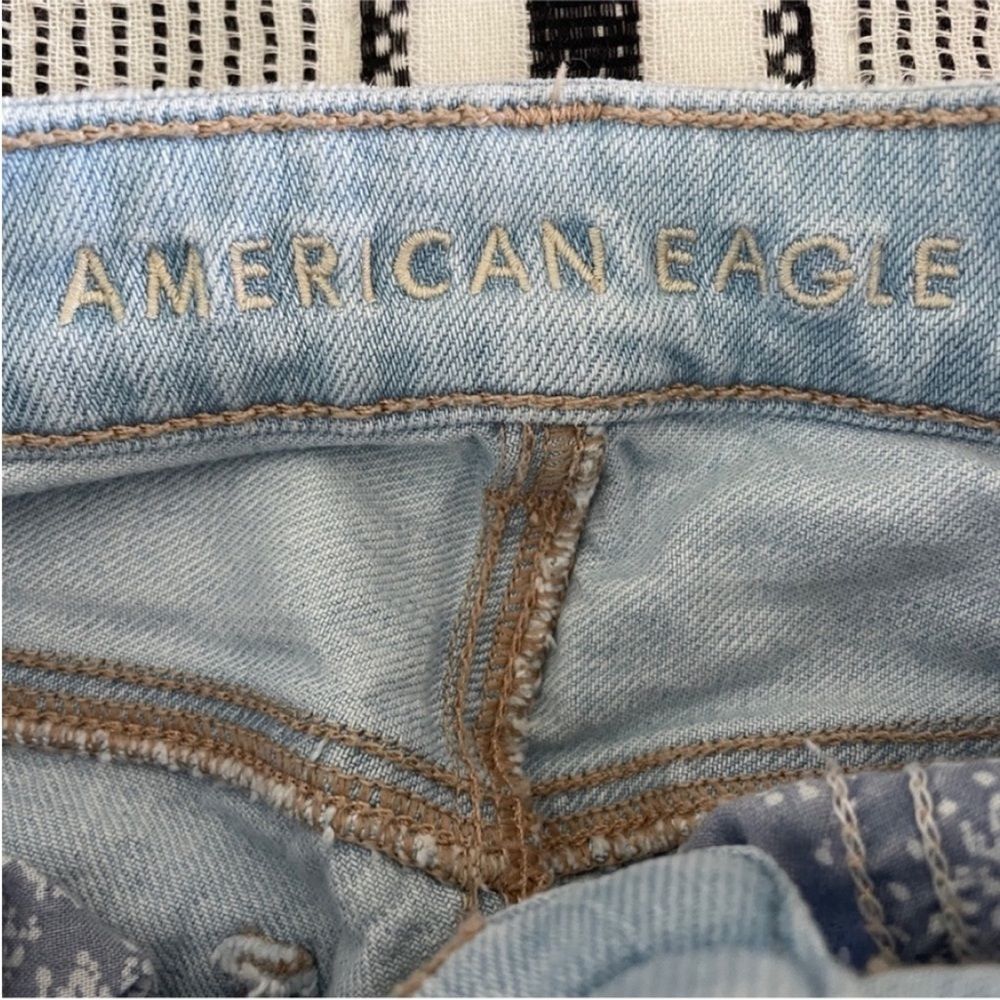 American Eagle Straight Mom Jeans 00 Light Blue High Rise Grunge Emo‎ Y2K Denim - Picture 7 of 12